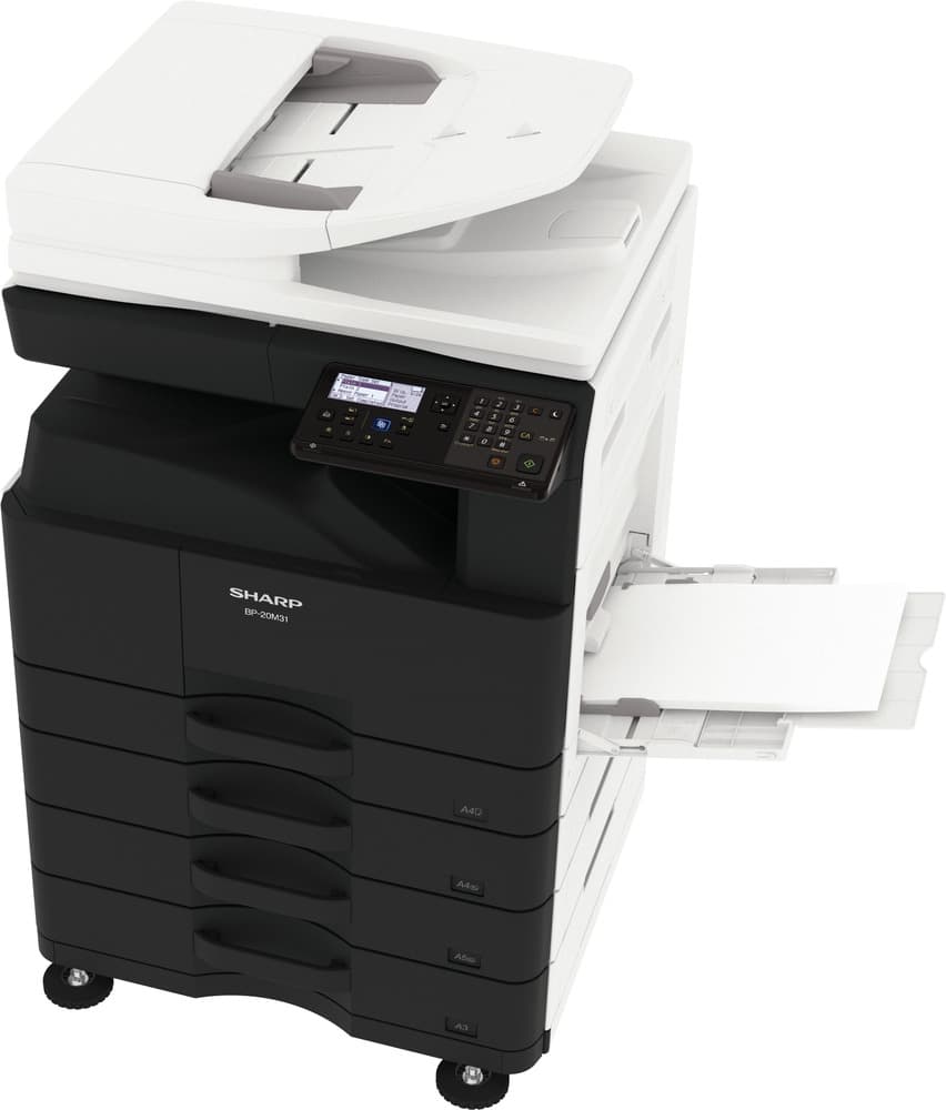 Sharp BP-20M22 (+HDF & 1 Tray) - Print, Copy, Scan Pages per minute: 22 B/W (Monochrome) Paper capacity: Std 350 Max 1,850 sheets Easy-to-use 5-line LCD control panel with status LED @ 1,540,000