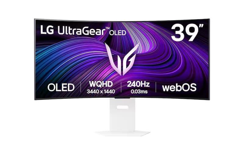 LG 39GX90SA-W - 39-inch, UltraGear OLED WQHD, 240Hz, 0.03ms, webOS, White, 21:9 curved WQHD display