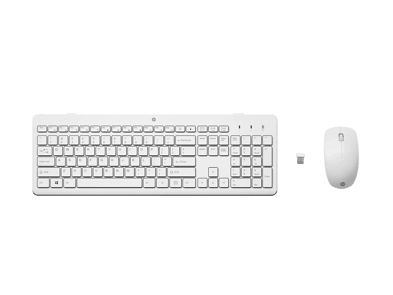 HP 230 Wireless Mouse & Keyboard Combo - 2.4GHz WIRELESS CONNECTIVITY, SINGLE USB NANO RECEIVER, FULL-SIZE CHICLET KEYBOARD, QUIET LOW-NOISE TYPING, 1600 DPI OPTICAL MOUSE, UP TO 16 MONTHS BATTERY LIFE, COMPATIBLE WITH WINDOWS, WHITE, 1-Year Warranty