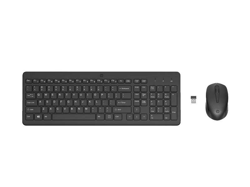 HP 300 Wireless Mouse & Keyboard Combo - 2.4GHz WIRELESS CONNECTIVITY, SINGLE USB NANO RECEIVER, FULL-SIZE SPILL-RESISTANT KEYBOARD, OPTICAL WIRELESS MOUSE, PLUG & PLAY, COMPATIBLE WITH WINDOWS & macOS, BLACK, 1-Year Warranty
