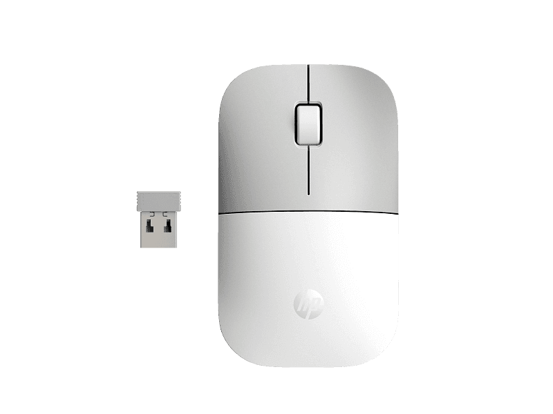 HP Z3700 Wireless Mouse - 2.4GHz WIRELESS, USB NANO RECEIVER (STORES INSIDE MOUSE), BLUE LED OPTICAL SENSOR, UP TO 16 MONTHS BATTERY LIFE, PLUG & PLAY, Works on Multiple Surfaces, CERAMIC WHITE