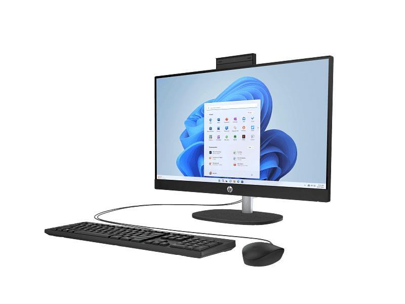 HP 23.8 inch All-in-One 24-cr0027nh PC - Intel Core i5-1335U (up to 4.6 GHz with Intel Turbo Boost Technology, 12 MB L3 cache, 10 cores, 12 threads), 8 GB DDR4-3200 MT/s (1 x 8 GB), 512 GB PCIe NVMe M.2 SSD, 60.5 cm (23.8) diagonal, FHD (1920 x 1080), touchscreen, IPS, three-sided micro-edge, anti-glare, 300 nits, 99% sRGB, Jet black, FreeDOS