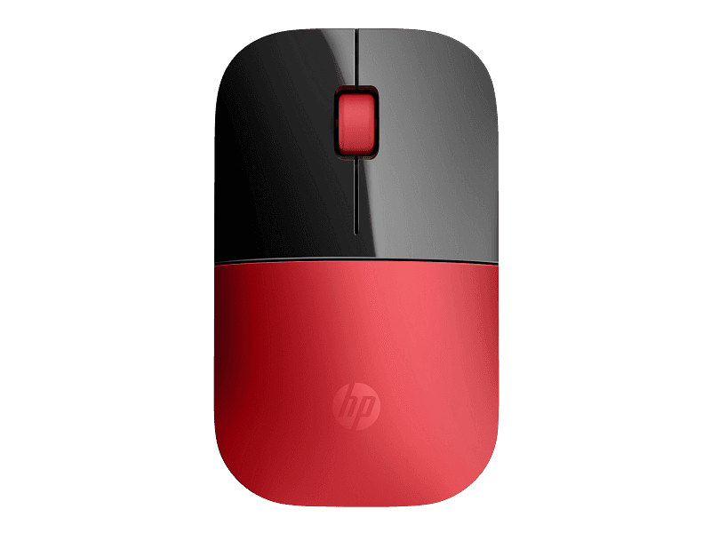 HP Z3700 Wireless Mouse - 2.4GHz WIRELESS CONNECTIVITY, USB NANO RECEIVER (STORES INSIDE MOUSE), BLUE LED OPTICAL SENSOR, UP TO 16 MONTHS BATTERY LIFE, PLUG & PLAY, WORKS ON MULTIPLE SURFACES, RED, 1-Year Warranty